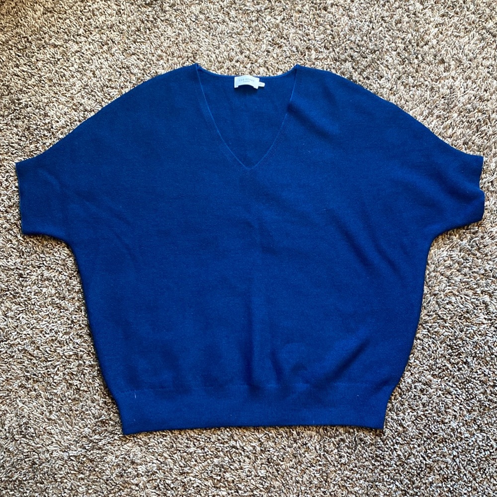 Blue V neck Pullover Blouse